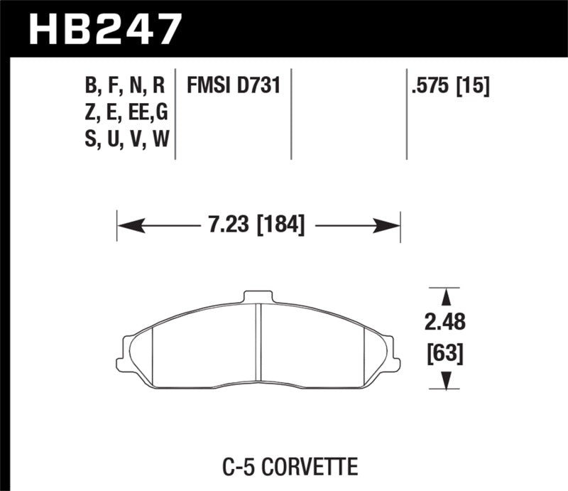 Hawk 04-09 Cadillac XLR / 01-04 Corvette Z06/ 05-06 Pontiac GTO DTC-60 Race Front Brake Pads - Graveyard Performance