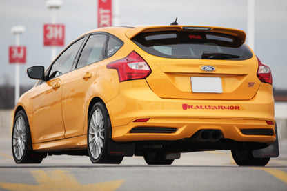 Rally Armor 12-19 Ford Focus ST / 16-19 RS Red Mud Flap w/White Logo - Graveyard Performance