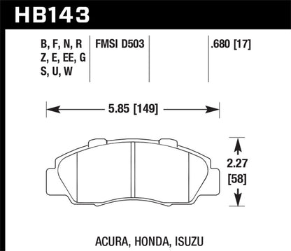 Hawk 97-01 Honda Prelude HP+ Street Front Brake Pads - Graveyard Performance