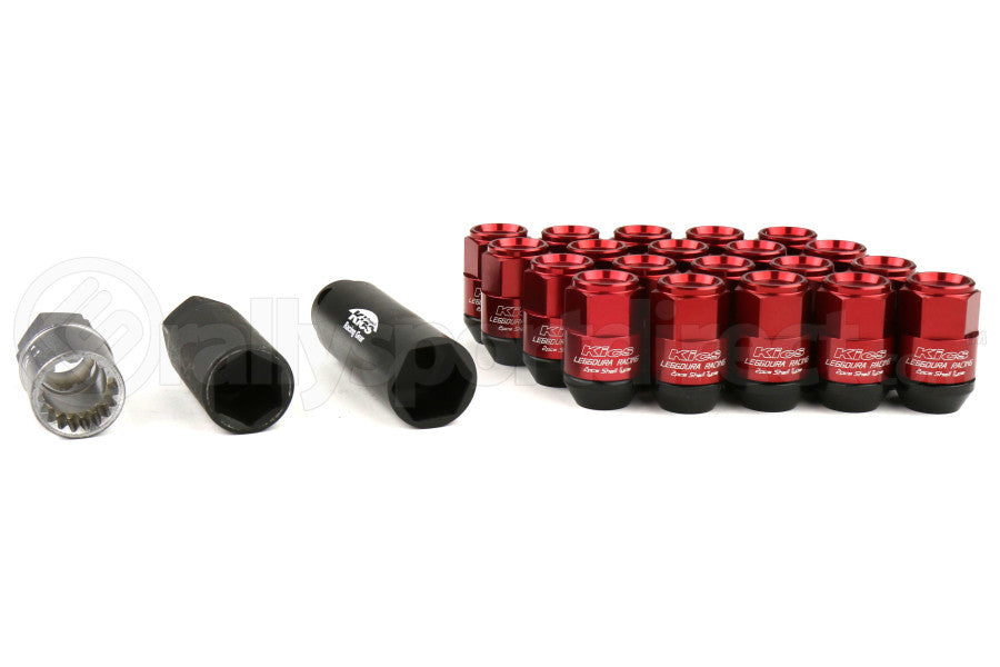 KICS Leggdura Racing Shell Type Lug Nut Set 35mm Closed-End Look 12X1.25 Red - Universal