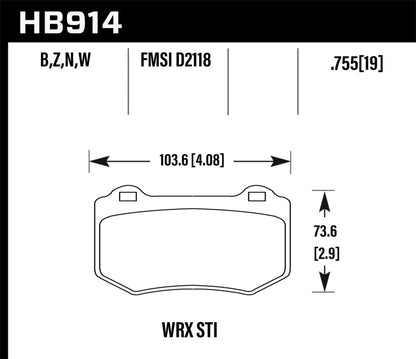 Hawk 2018 Subaru WRX STI DTC-30 Rear Brake Pads - Graveyard Performance