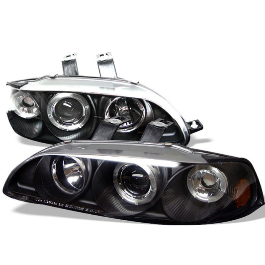 Spyder Honda Civic 92-95 2/3DR 1PC Projector LED Halo Amber Reflector Blk PRO-YD-HC921P-23D-AM-BK
