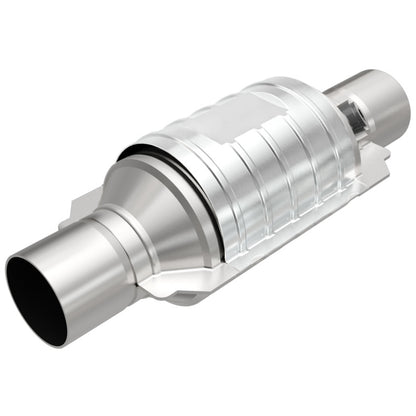 MagnaFlow Conv Univ 2in In/Out Ctr/Ctr Round 9in Body L x 5.125in W x 13in Overall L Single O2 Port - Graveyard Performance