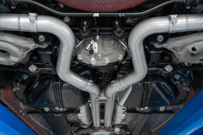 MBRP 18-22 Ford Mustang GT 5L T304 SS 3in Cat-Back Dual Rear w/4in Quad Carbon Fiber Tips (Street) - Graveyard Performance