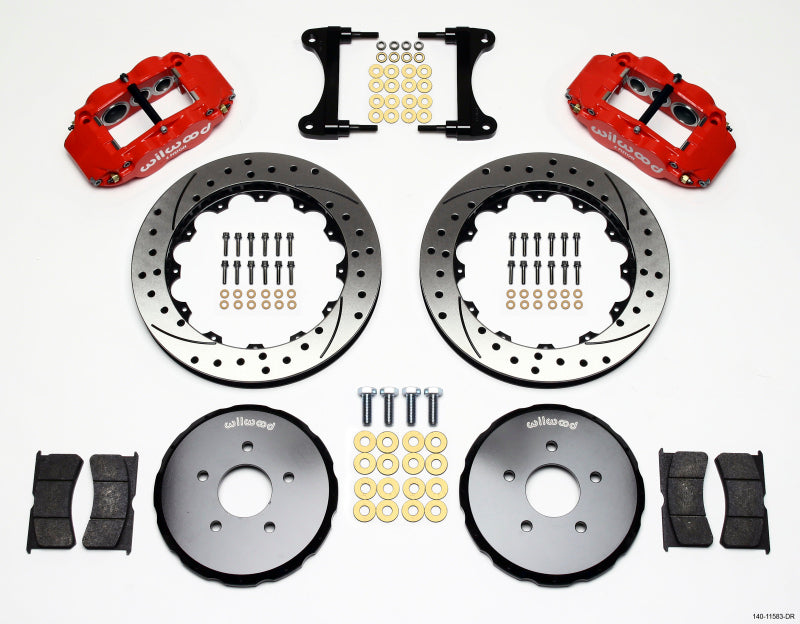 Wilwood Narrow Superlite 6R Front Hat Kit 13.06in Drill Red Nissan 370Z/Fiti G37 - Graveyard Performance
