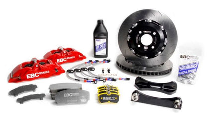 EBC Racing 05-10 Ford Mustang GT Red Apollo-4 Calipers 355mm Rotors Front Big Brake Kit - Graveyard Performance