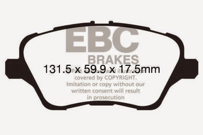 EBC 13+ Ford Fiesta 1.6 Turbo ST Ultimax2 Front Brake Pads - Graveyard Performance
