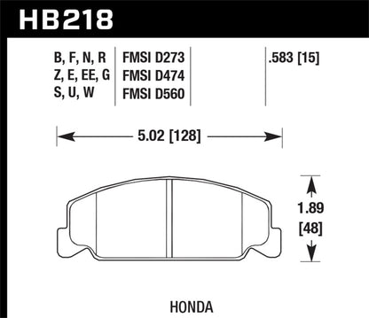 Hawk 88-89 Civic Si / 92-00 Civic CX / 88-00 DX / 98-00 GX HPS Street  Front Brake Pads - Graveyard Performance