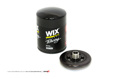 AMS Performance 2009+ Nissan GT-R R35 Alpha CNC Billet Oil Filter Adapter w/Race Filter - Graveyard Performance