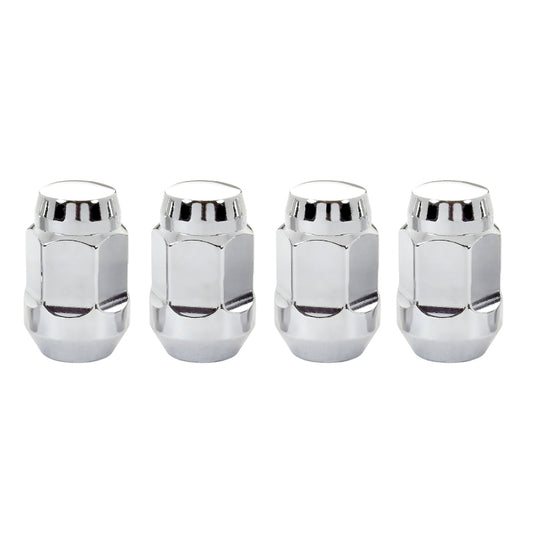 McGard Hex Lug Nut (Cone Seat Bulge Style) M12X1.25 / 3/4 Hex / 1.45in. Length (4-Pack) - Chrome