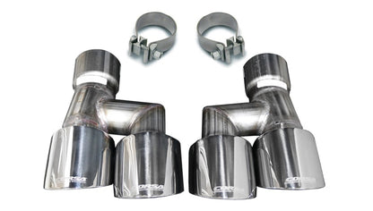 Corsa 18-23 4.0in Twin Tip Polished Pro-Series Tip Kit Fits No-Valve Mustang Exhaust Clamps Inc - Graveyard Performance