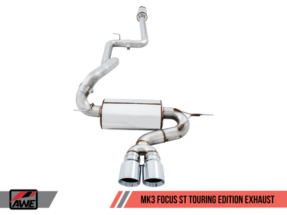 AWE Tuning Ford Focus ST Touring Edition Cat-back Exhaust - Resonated - Diamond Black Tips - Graveyard Performance