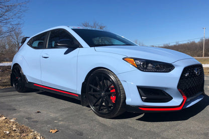 Rally Armor 19-22 Hyundai Veloster N Black UR Mud Flap w/ White Logo - Graveyard Performance