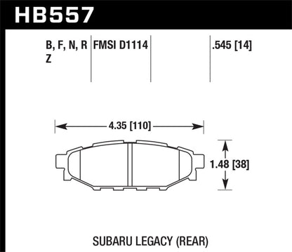 Hawk 08 WRX Rear Performance Ceramic Street Brake Pads - Graveyard Performance