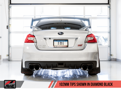 AWE Tuning Subaru STI VA / WRX GV / STI GV Sedan Touring Edition Exhaust - Diamond Black Tip (102mm) - Graveyard Performance