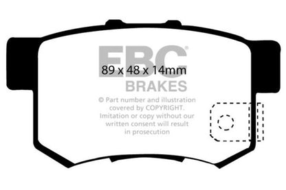 EBC 97 Acura CL 2.2 Greenstuff Rear Brake Pads - Graveyard Performance