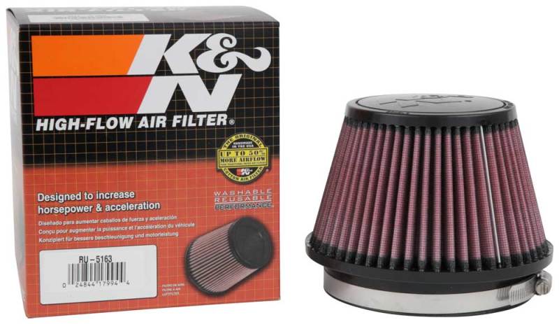 K&N Universal Rubber Filter 5in Flange ID x 6.5in Base OD x 4.5in Top OD x 4.125in Height - Graveyard Performance