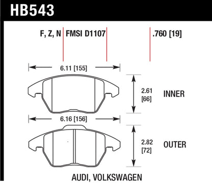 Hawk Audi A3 Quattro / VW EOS / Golf / Jetta / Passat / Rabbit Performance Ceramic Front Brake Pads - Graveyard Performance