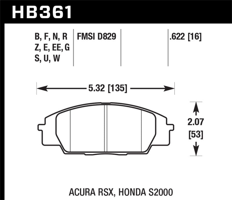 Hawk 2002-2006 Acura RSX Type-S HPS 5.0 Front Brake Pads - Graveyard Performance