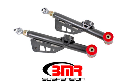 BMR 79-98 Fox Mustang On-Car Adj. Lower Control Arms Poly / Rod End Combo - Black Hammertone - Graveyard Performance