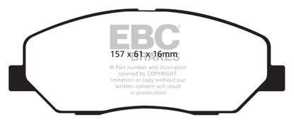 EBC 08-10 Hyundai Genesis 3.8 Ultimax2 Front Brake Pads - Graveyard Performance