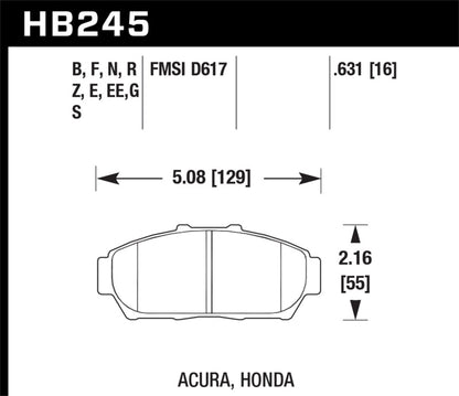 Hawk 94-01 Acura Integra (excl Type R)  Blue 9012 Race Front Brake Pads - Graveyard Performance