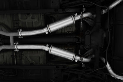 MBRP 99-04 Ford Mustang GT 4.6L 2.5in. Dual Split Rear AL Cat Back w/ 3.5in. Dual Wall Blk. Tips - Graveyard Performance