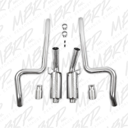 MBRP 11-14 Ford Mustang GT 5.0L Dual Split Rear Street Version T409 3in Cat Back Exhaust System - Graveyard Performance