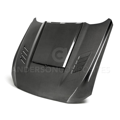 Anderson Composites 2018-2019 Ford Mustang Ram Air Double Sided Carbon Fiber Hood - Graveyard Performance