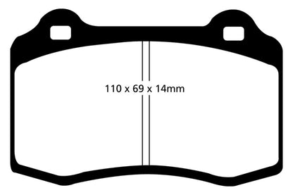 EBC 96-00 Lotus Esprit Turbo 2.0 Turbo GT3 Yellowstuff Rear Brake Pads - Graveyard Performance