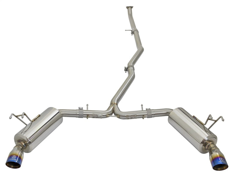 aFe POWER Takeda 16-17 Honda Civic I4-1.5L (t) 2.5-2.25in 304 SS CB Dual-Exit Exhaust Blue Tips - Graveyard Performance