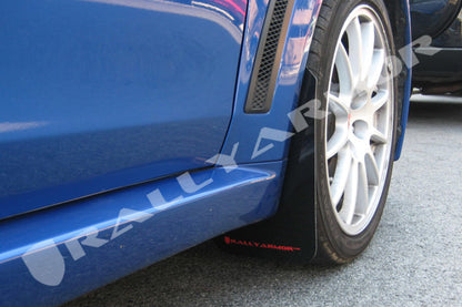 Rally Armor 08-17 Mitsubishi EVO X Black UR Mud Flap w/ Red Logo - Graveyard Performance