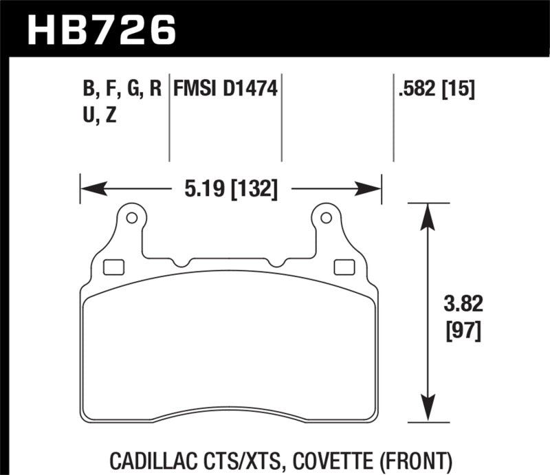 Hawk 2014 Chevrolet Corvette DTC-70 Front Brake Pads