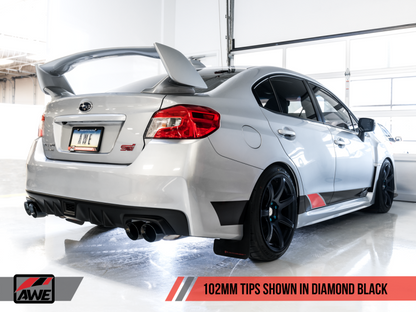 AWE Tuning Subaru STI VA / WRX GV / STI GV Sedan Touring Edition Exhaust - Diamond Black Tip (102mm) - Graveyard Performance