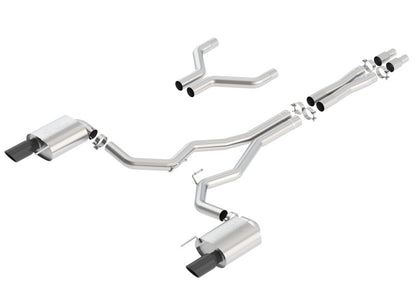 Borla Atak Cat-Back 15-17 Ford Mustang GT 5.0L V8 MT/AT 3in pipe 4in Black Chrome Tips - Graveyard Performance