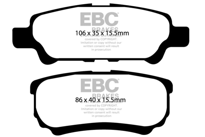 EBC 11-14 Chrysler 200 2.4 Yellowstuff Rear Brake Pads - Graveyard Performance