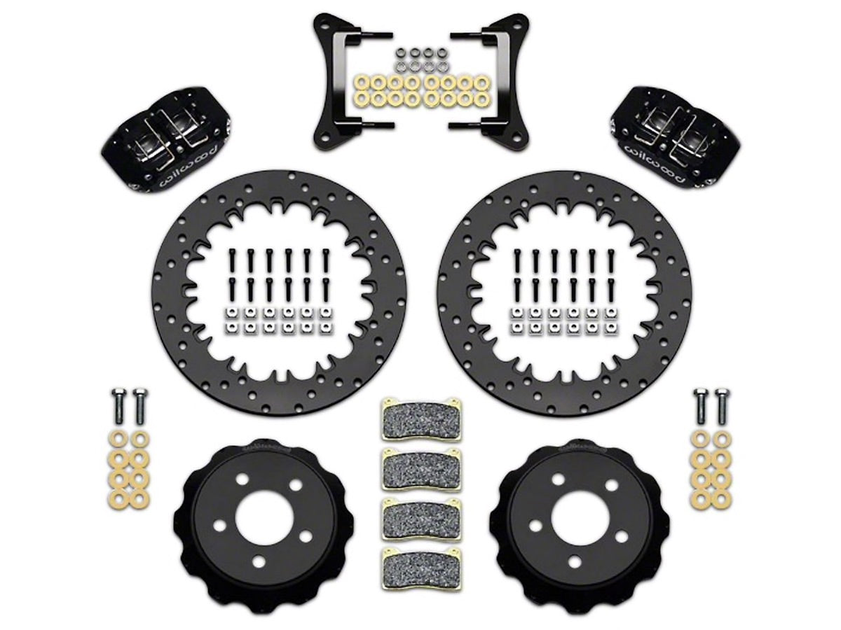 Wilwood DynaPro 4R Drag Race Front Big Brake Kit w/ Drilled Rotors - Anodized Gray Calipers (Mustang 15-20 All)