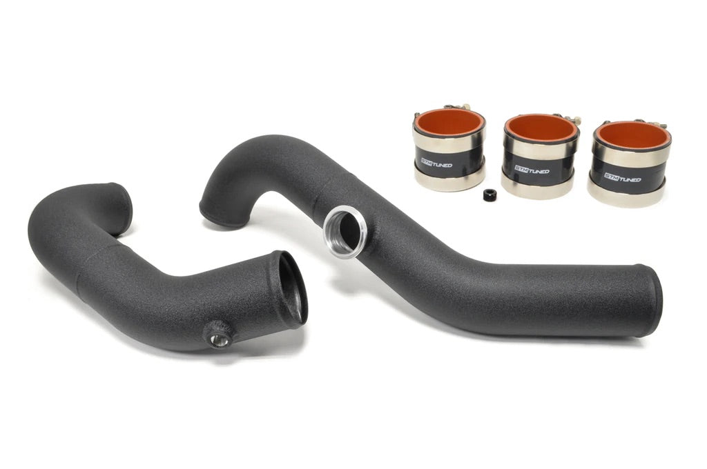 STM Evo 7/8/9 Aluminum 3in Race Upper Intercooler Pipe Kit/ 3" to 3" - tial flange- wrinkle black