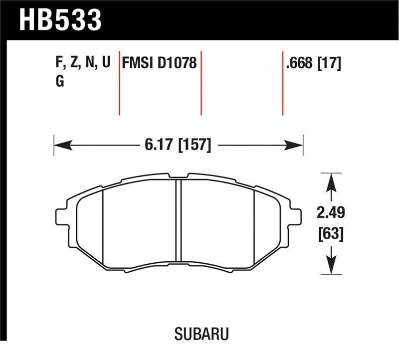 Hawk Ceramic Front Brake Pads Subaru WRX 2015-2021 / Legacy GT 2006-2012