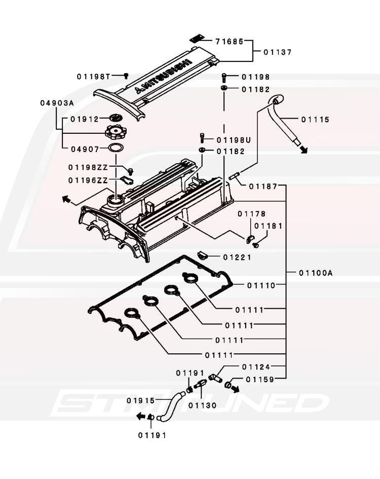 Mitsubishi OEM Evo 4-8 Valve Cover and Spark Well Gaskets- full kit