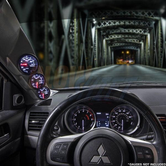 GlowShift Gray Triple Pillar Pod | 2008-2015 Mitsubishi Evo X