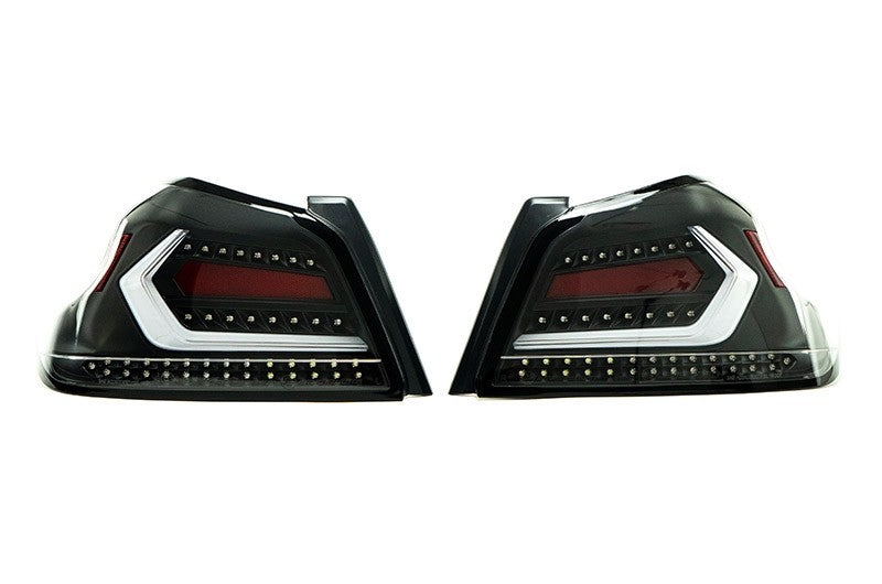 OLM Evolution Tail Lights (Clear Lens, Black Base, White Bar) - 15+ WRX / STI