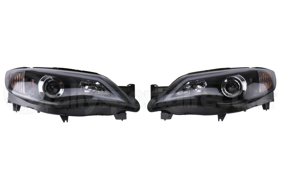 Spec-D Black Housing Projector Headlights With LED Day Time Running Light Strip  - Subaru WRX/STI 2008-2014