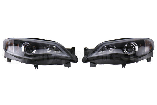 Spec-D Black Housing Projector Headlights With LED Day Time Running Light Strip  - Subaru WRX/STI 2008-2014